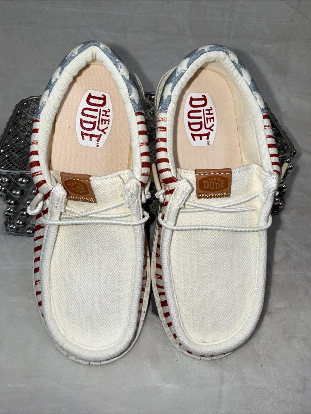 🇺🇸 Hey Dude Wally Kids Patriotic American Flag Shoes 13C NWT 🇺🇸